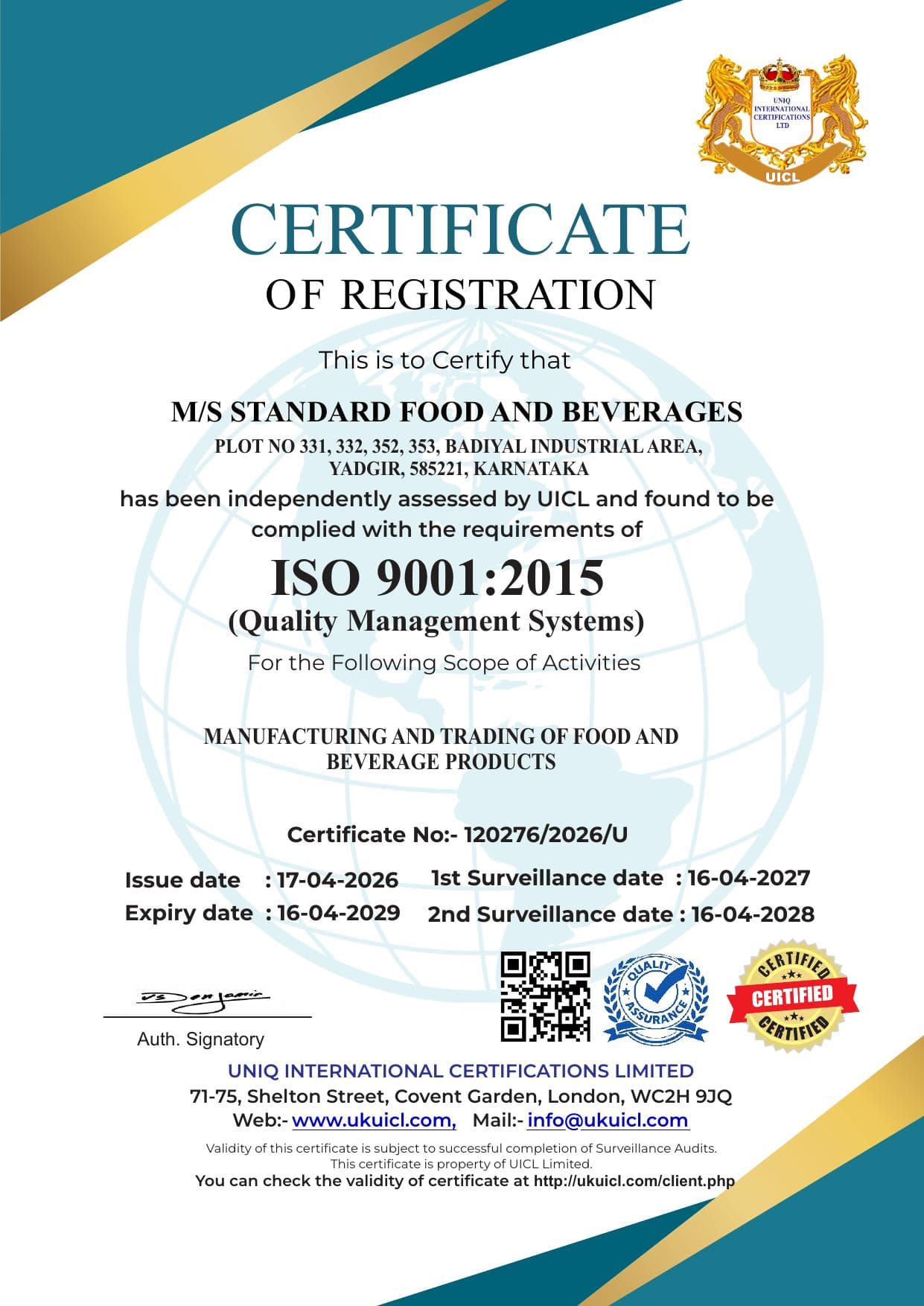 ISO 9001 certificate